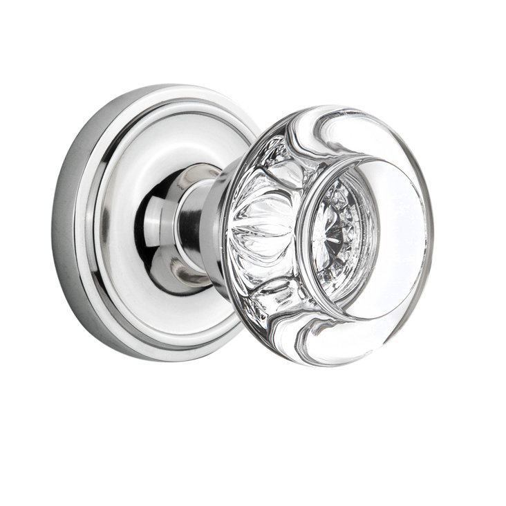 Classic Rosette with Round Clear Crystal Door Knob Nostalgic Warehouse 