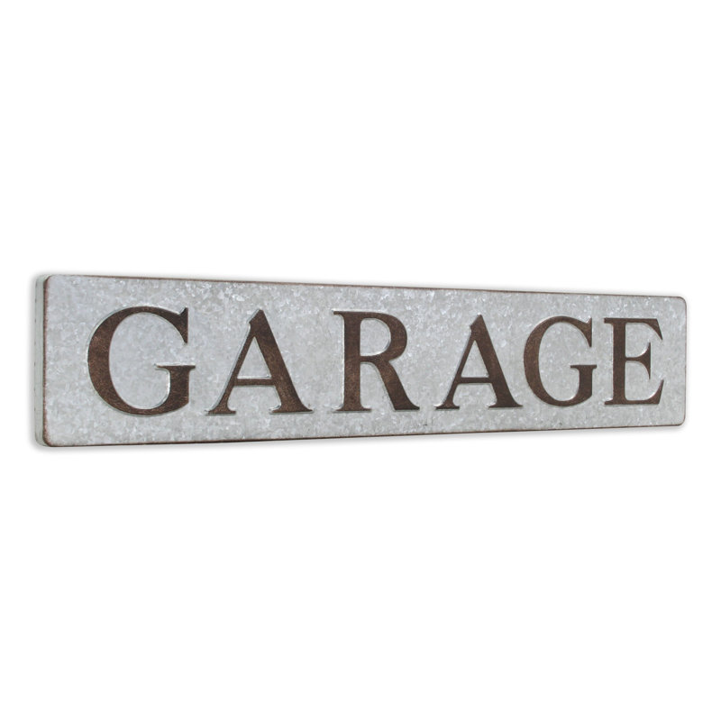 Décoration murale 7 po x 36 po en métal galvanisé gris et brun pour garage