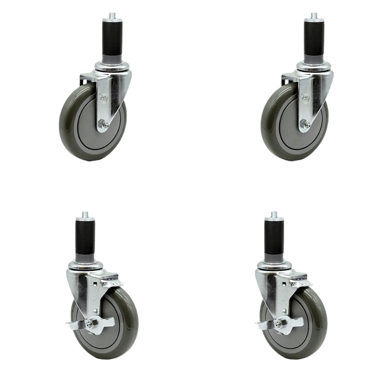 4-Piece Polyurethane Caster Set, Gray