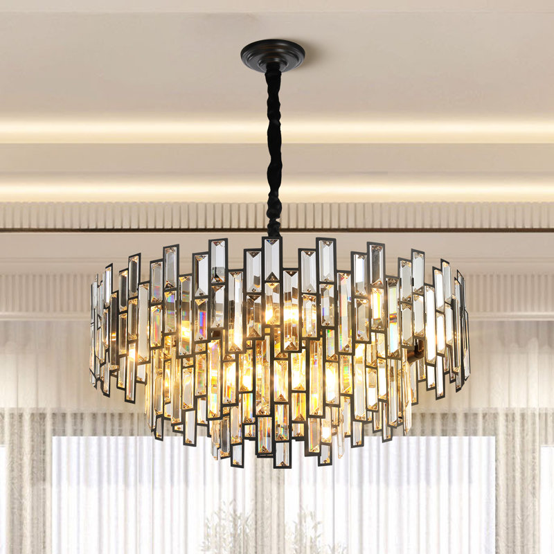 Maecee Crystal Chandelier Light Fixture, Luxury Round Chandeliers High Ceiling for Living Room, Bedroom, Dining Room, Kitchen Island, Entryway