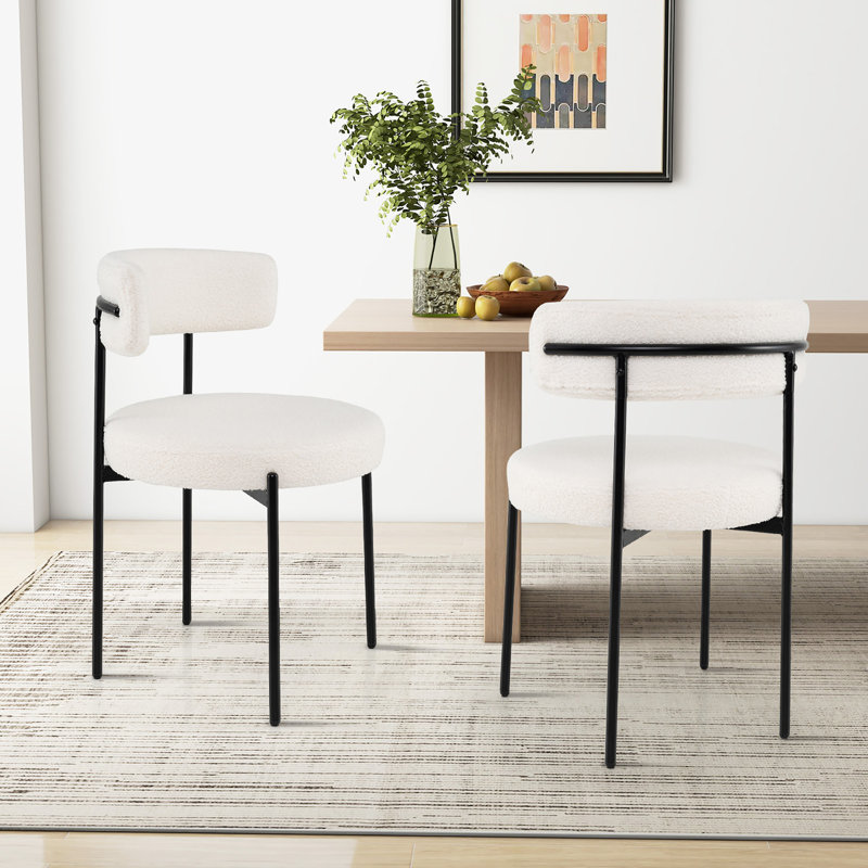  Ensemble de 4 chaises de salle à manger rondes avec dossier courbé et pieds en métal rembourrés