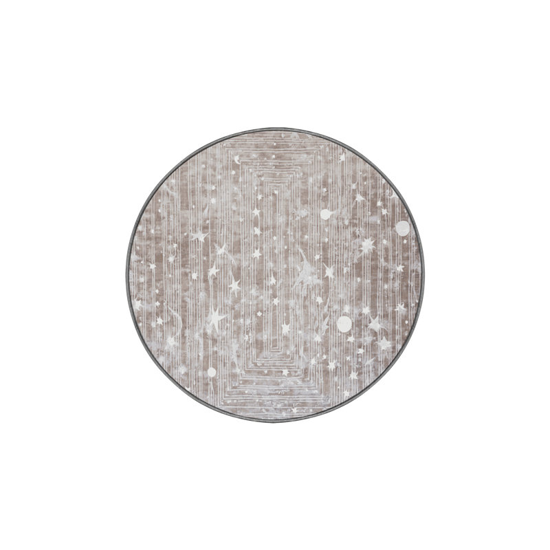 Tapis gris soyeux et moelleux, Rond 8 pi
