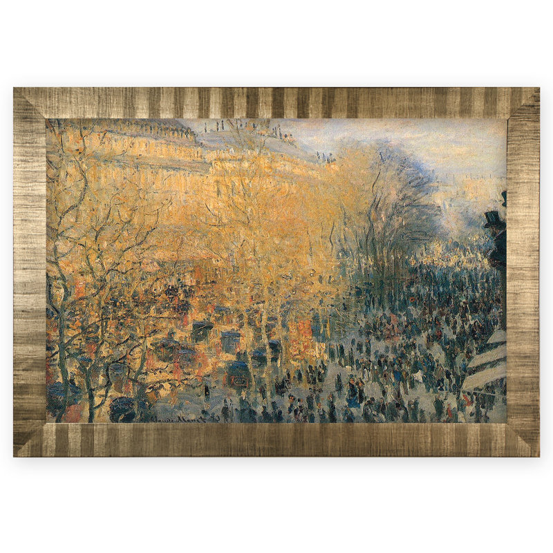 « carnaval boulevard » par claude monet, reproduction de peinture à l’huile, H 29 po x l 41 po x P 2 po, Pas de tapis