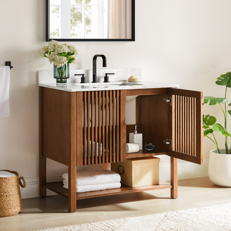  Hernest 36" Fully Assembled Single Bathroom Vanity with Engineered Marble Top