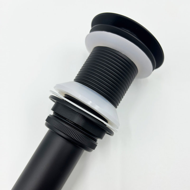 Waterfall Spout Bathroom Faucet With Pop-Up Drain In Matte Black, Stainless Steel For A Setup Sink Drain, Black Finish An Elegant