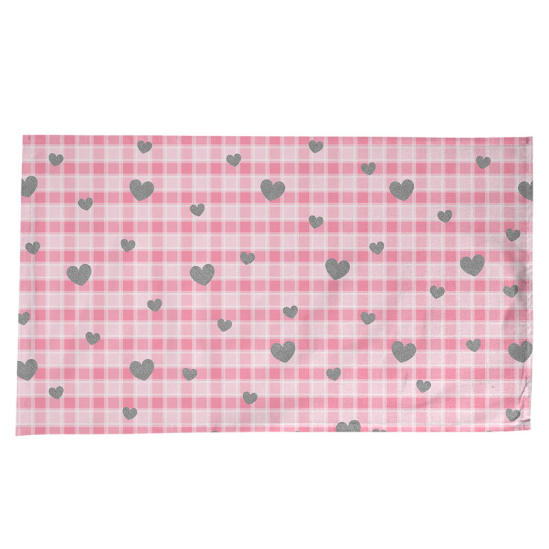 Festive Hol Tablecloth, 102" L x 58" W, Light Pink/Gray