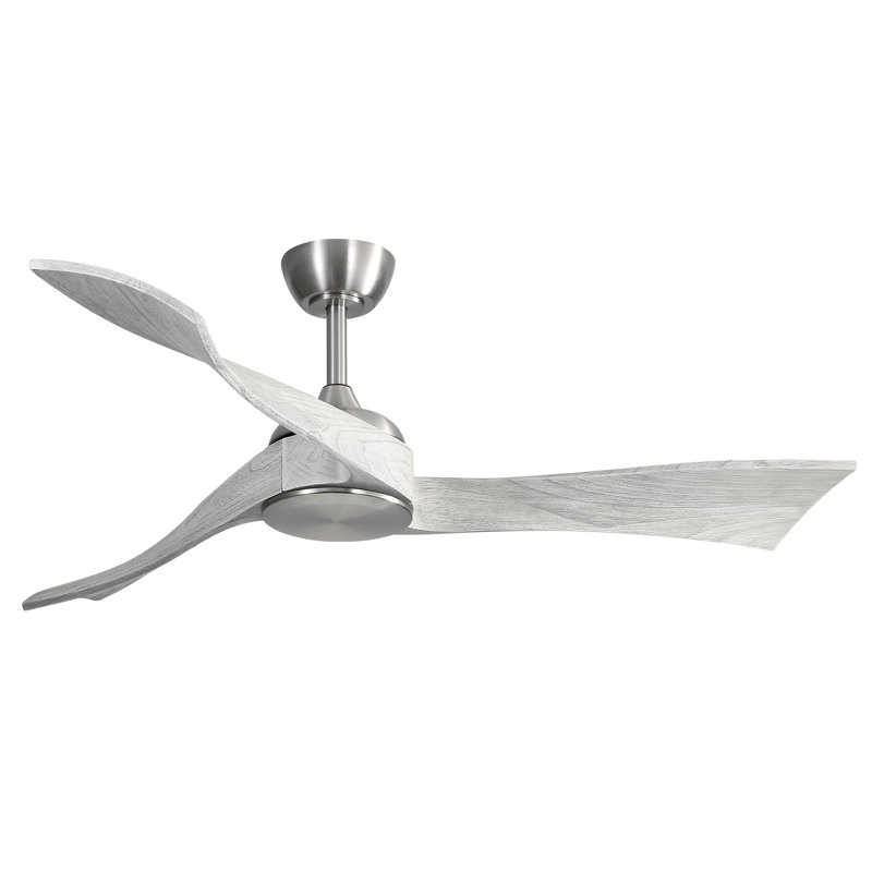 Ventilateur de plafond 52 pouces avec 3 lumières à DEL à intensité variable 3 couleurs en bois massif télécommandées réversible moteur à courant continu noir mat pour la maison