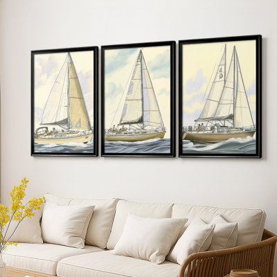 NAUTICAL Series CXIX - Toile tendue avec châssis sur mesure - 3 pièces