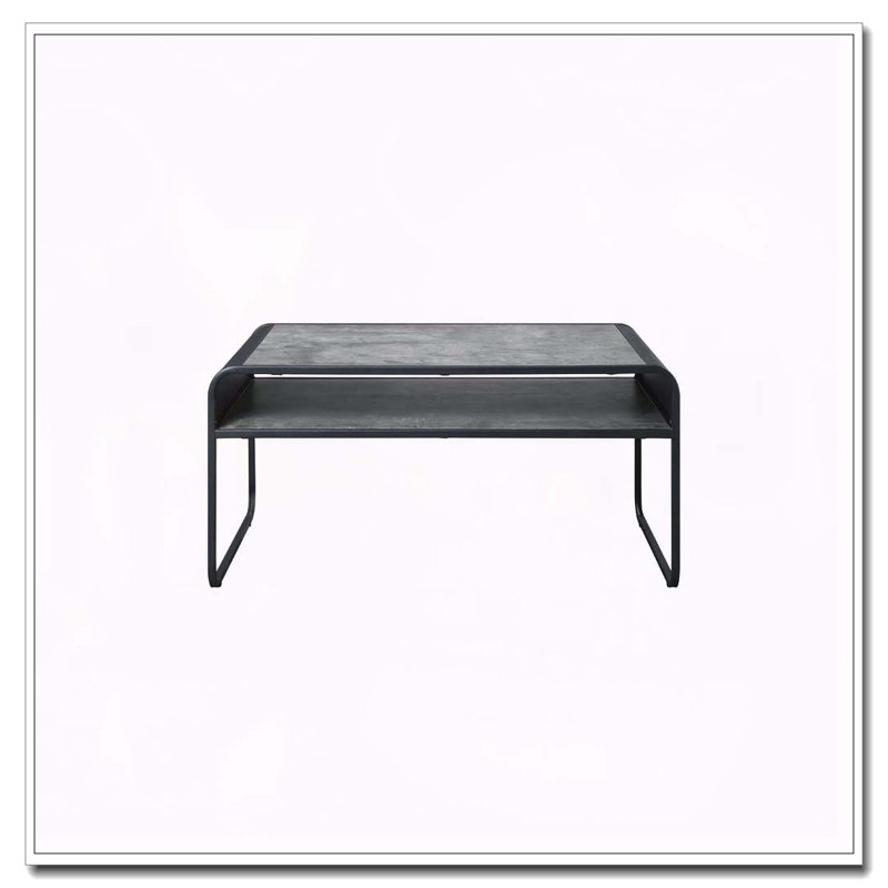 Table basse à 1 tablette en béton gris et noir