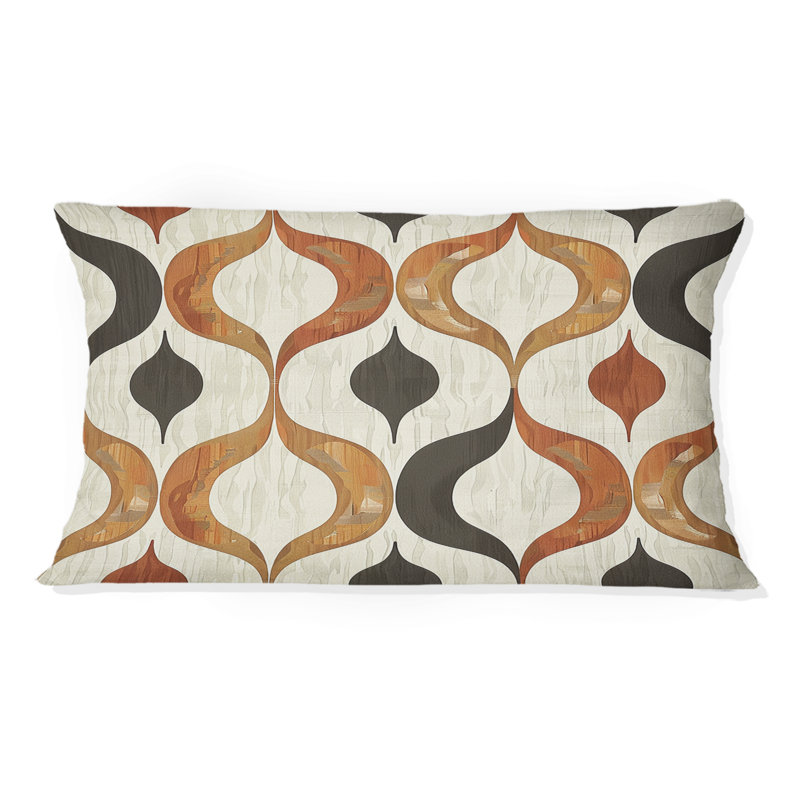 Brown Beige Ogee Patterns IV - Modern Lumbar Pillow
