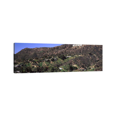 Hollywood Sign On A Hill - Wrapped Canvas Panoramic Print