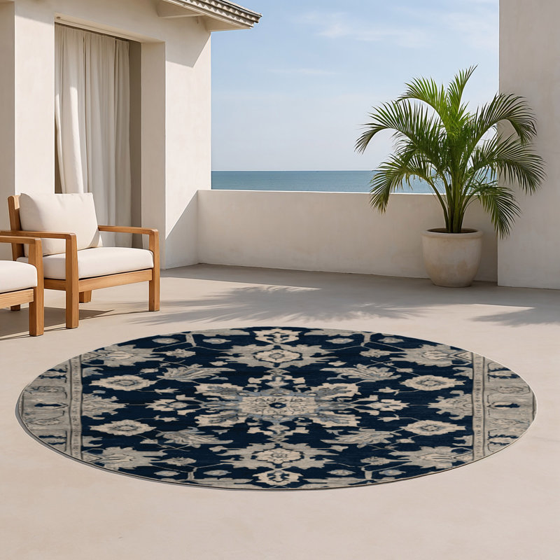 Tapis gris intérieur et extérieur surteint, Rond 5 pi