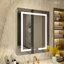 Tankersley Recessed or Surface Mount Frameless 3 Door Medicine Cabinet with 6 Adjustable Shelves and Lighting-1587928938-1587928941