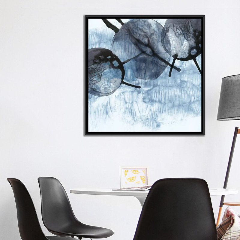 « dégoulinant cercles iii », reproduction sur toile, H 18 po x l 18 po x P 1,5 po, Toile avec cadre noir