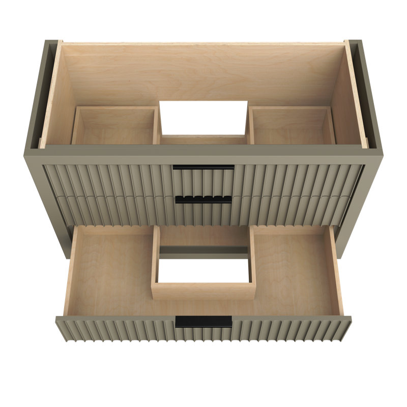 Lecrieú Three-Drawer Single Bath Vanity, French Olive, 48", Matte Black
