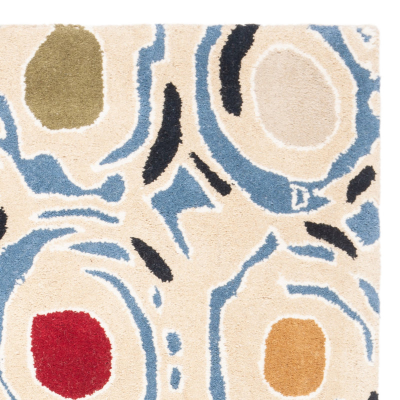 Tapis géométrique en laine et en viscose touffeté à la main Candelo, Rectangle de 5 pi x 8 pi