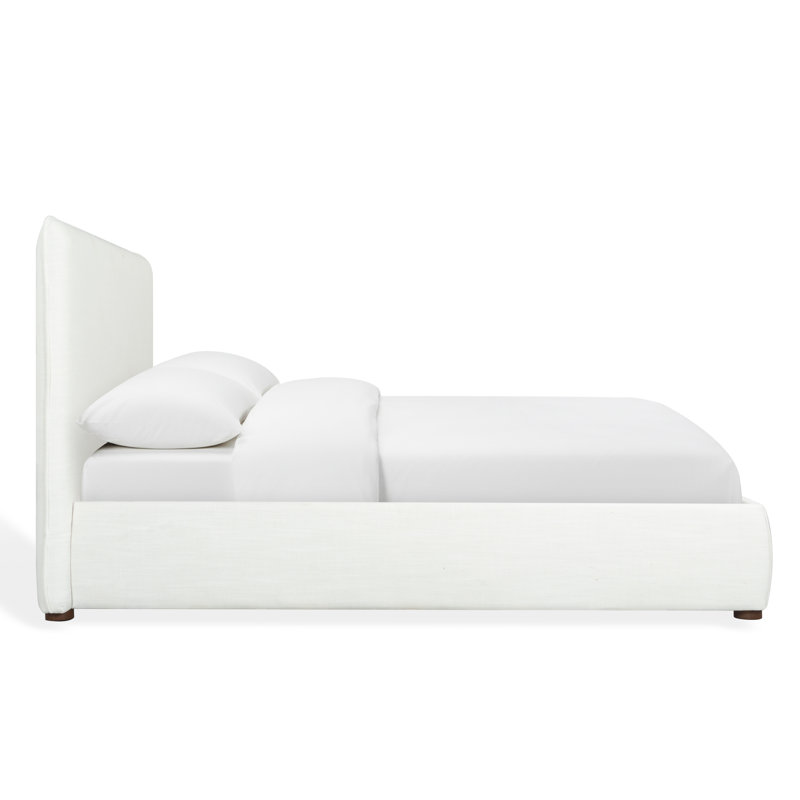 Callahan Upholstered Platform Bed, Queen, White Linen