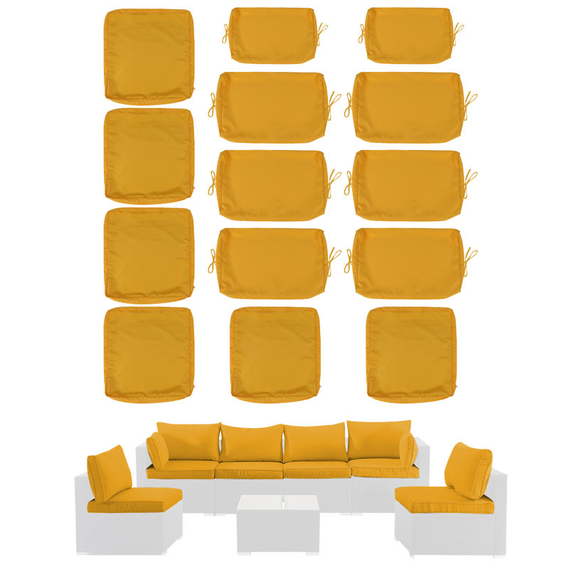 14 Pcs Set Outdoor Cushion Cover Set For Patio Furniture Cushion, Covers Only, Beige