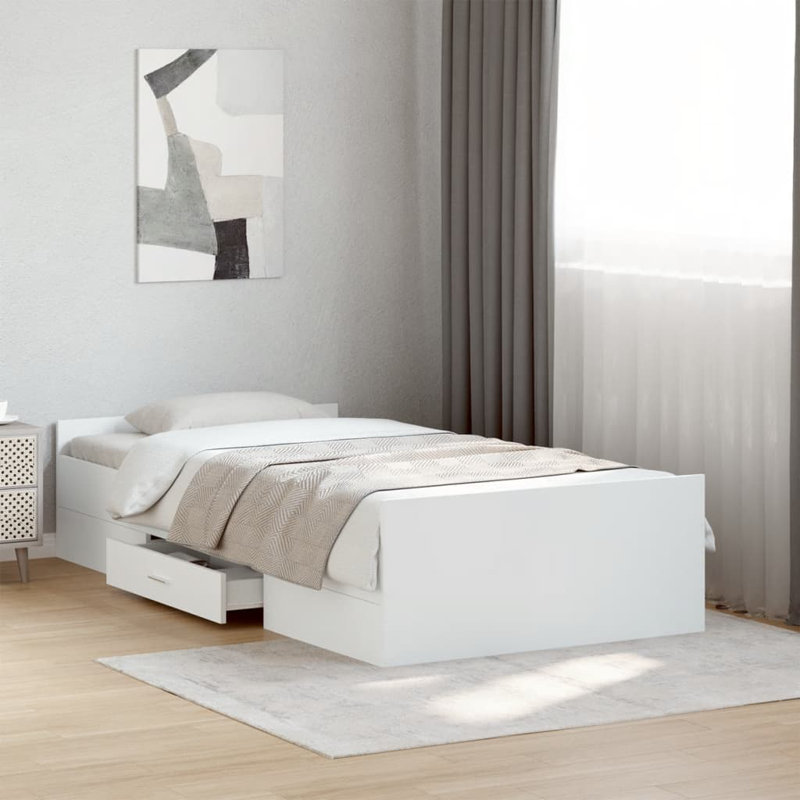 Peltz Bed, White, European Single (90 x 200cm)