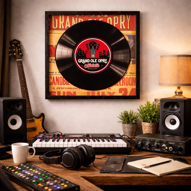 Grand Ole Opry Nashville Vinyl Record in Shadowbox Frame Wall Decor - 14" x 14"