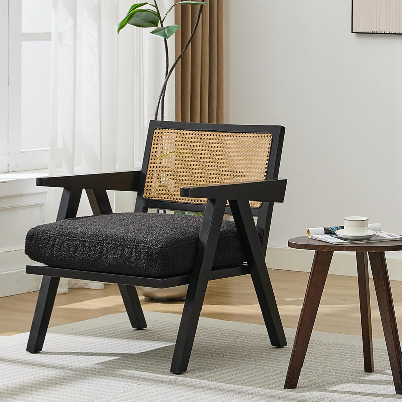 Upholstered Lounge Chair, Black Teddy/Black