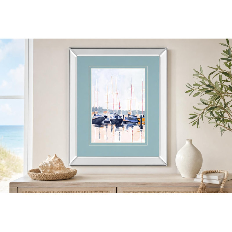 Tranquil Marina Wall Art - 34" x 40" - Mirrored Frame