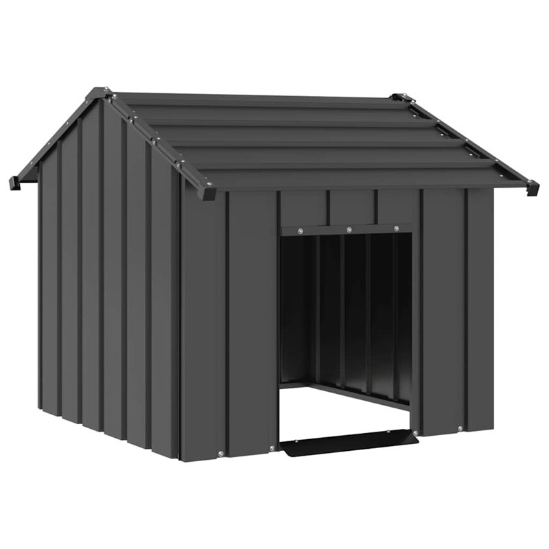 Gonen Galvanised Steel Dog House, Anthracite, 81cm H x 85cm W x 107cm D