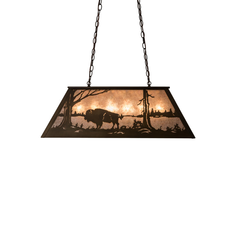 Rustic Lodge 6 - Light Pendant, Antique Copper, Silver, 11" H x 33" W x 17" D