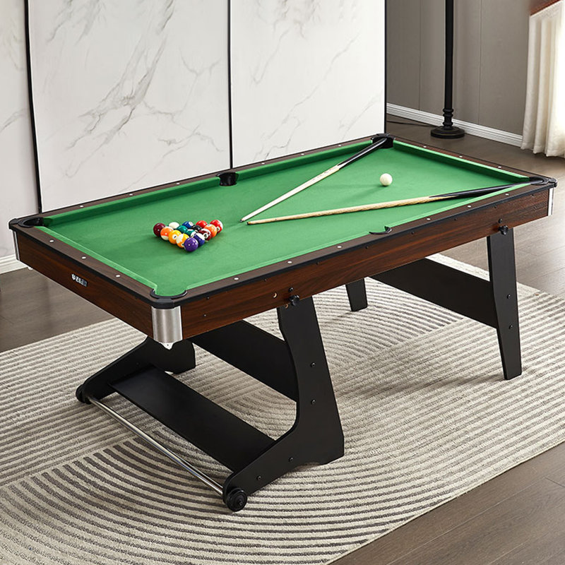 72.05" Black+Green Rectangular Manufactured Wood Pool Tables