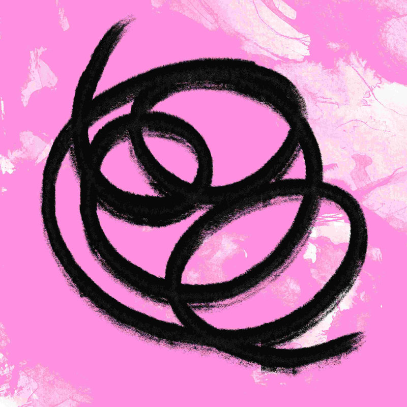 Tourbillon rose - peinture sur toile tendue, H 36 po x l 36 po
