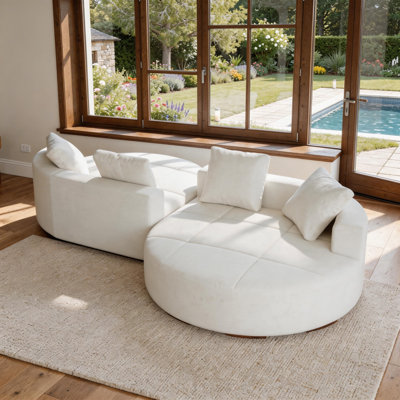 2-Piece Round Chenille Upholstered Cushioned Sofa Set