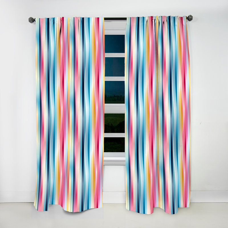 Motif à rayures arc-en-ciel Boho - Rideau rayé - Rideau rayé obscurcissant - 1 panneau, L 52 po x L 63 po