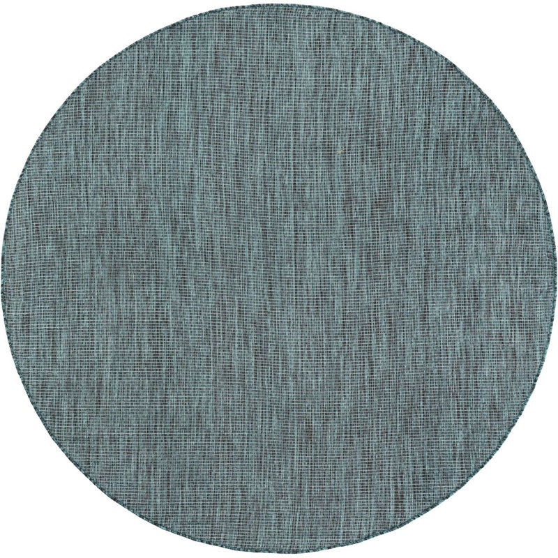 Tapis intérieur / extérieur turquoise Santina, Rond 6 pi 1 po