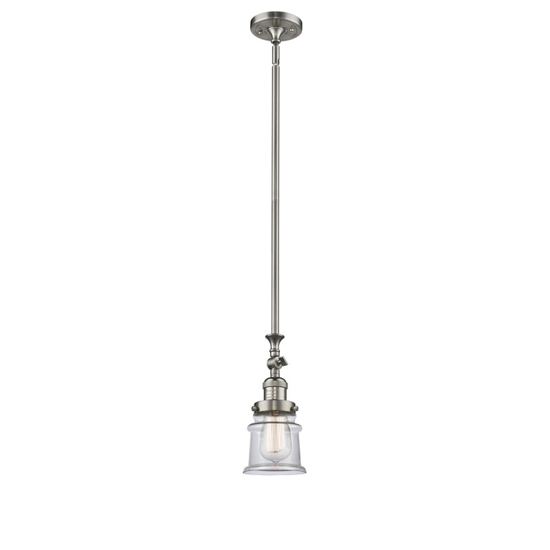 Alexandira 1 - Light Single Pendant, Brushed Satin Nickel, Clear, 6 Watt Vinage LED Bulb