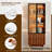 78.7" Brown Fluted Entertainment Center With Bookshelves Living Room Three-piece Set With Relief Panel And Solid Wood Feet For 55 Inch TV, Mid-Century Modern Wood TV Console and Glass Display Bookcase Coffee Table Set with Drawers and Storages-2036476206