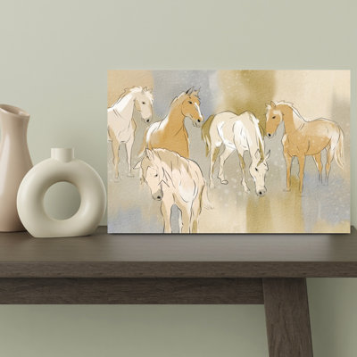 «Graceful Horse Herd Peaceful Serene Contemporary Horse Nature Wildlife», art mural