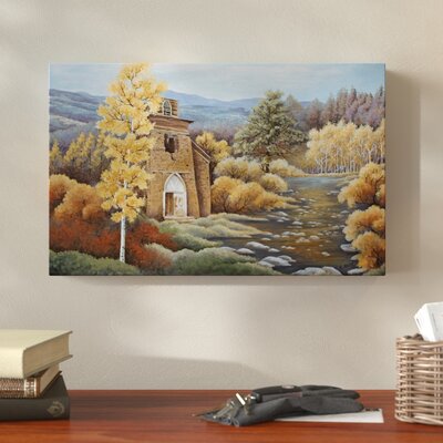 Church by the Creek' Acrylic Painting Print on Wrapped Canvas -  Millwood Pines, 1101F95791274429AA97DA8E9CE54140