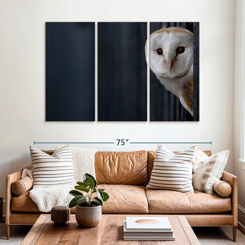 Owl Peering Out, 42" H x 65" W