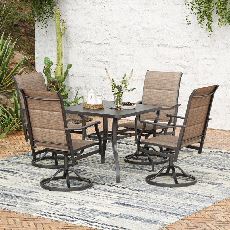 4 - Person Upgraded Square Outdoor Dining Set, Brown