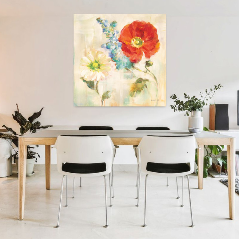 Art contemporain contemporain coquelicot II, H 36 po x l 36 po