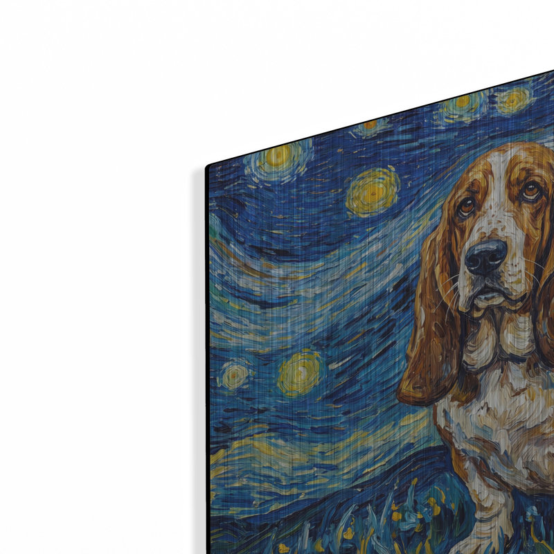  «Basset Hound Starry Night» par Rich Monet, art mural en métal, 24 po x 16 po, 24 po x 16 po