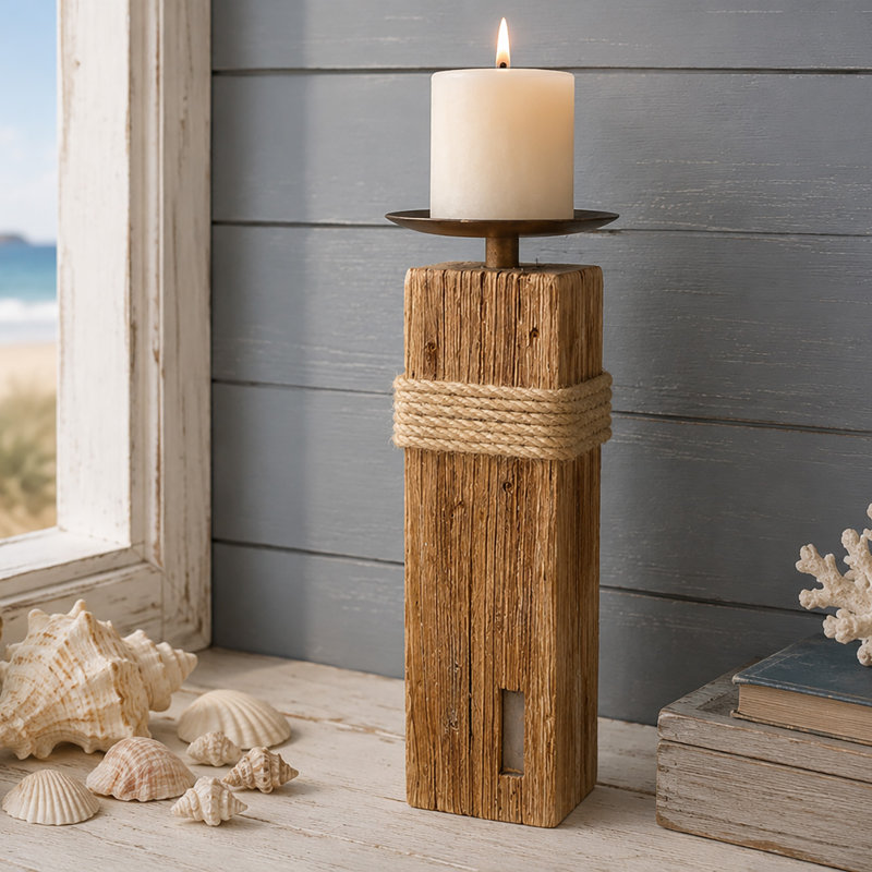Wood Fireplace Candlestick