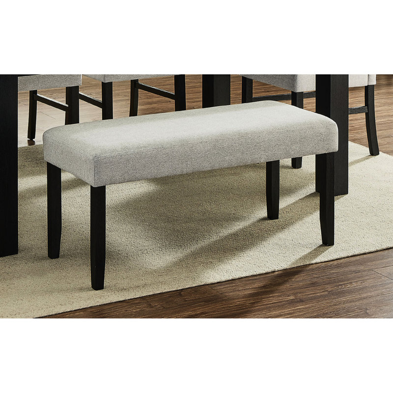 Banc rembourré gris de 42 po de style contemporain, pieds à finition noire pour une conception élégante de l'apparence de la salle à manger et une amélioration de la décoration du vestibule