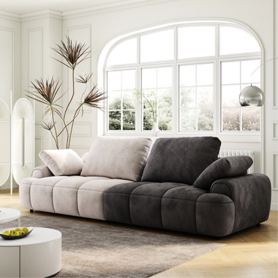 Velours beige et gris, 86,6 po pour deux sièges, siège et velours moderne, moelleux et confortable