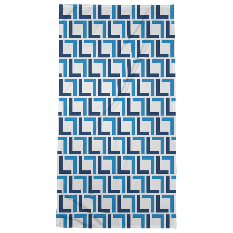 Bath Towel, White/Navy Blue/Powder Blue