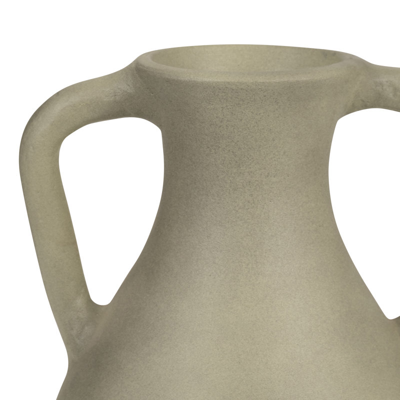 Kenith Handmade Terracotta Decorative Vase with Handle – Artisan Pottery Accent Vessel with Rustic Charm - Green, Green