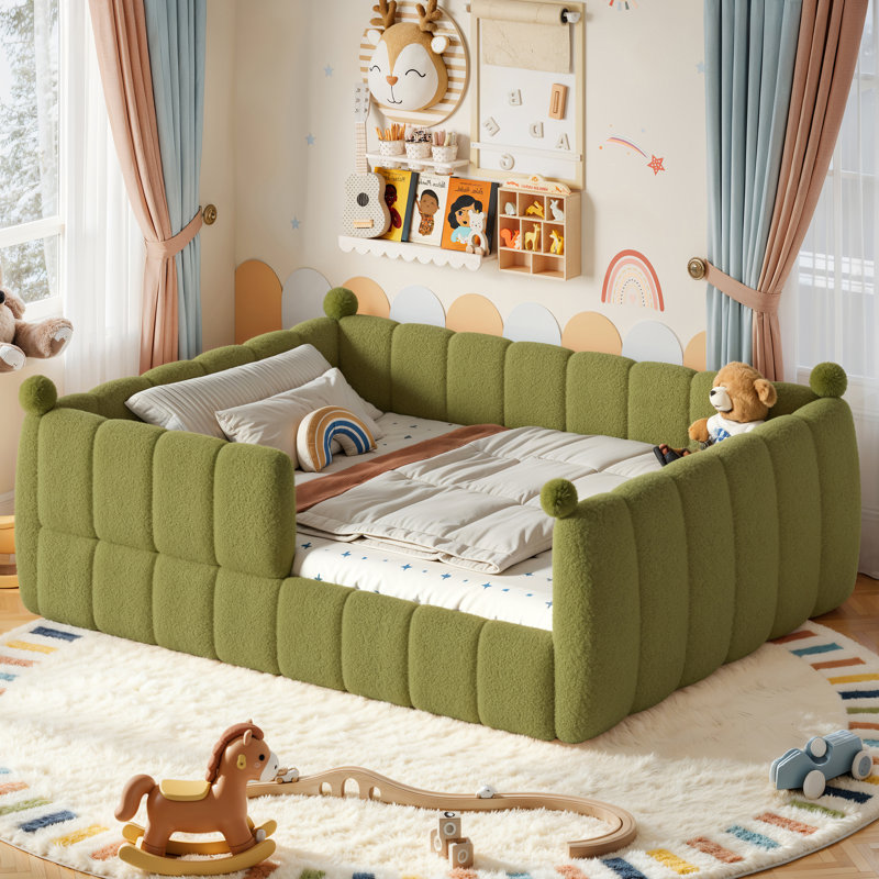 Grand lit tapissier Montessori, Queen, Green