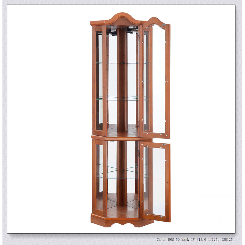 Armoire vitrée pour rangement en coin,, Chêne