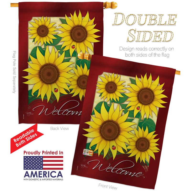 Drapeau de maison tournesols en polyester 40 x 28 po