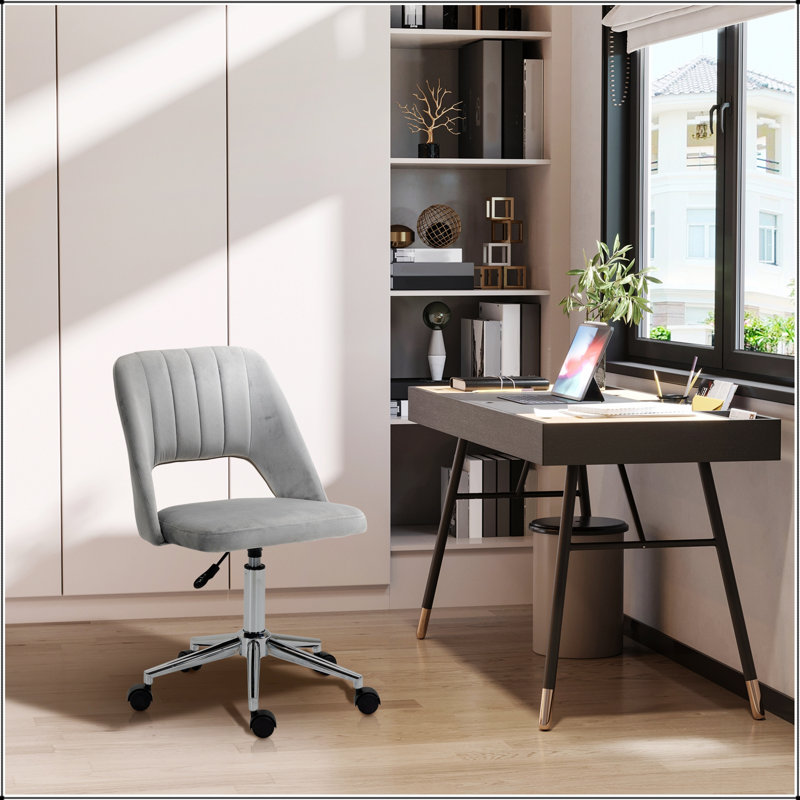 Chaise de bureau rembourrée en polyester, pivotante, réglable en hauteur, avec roulettes
